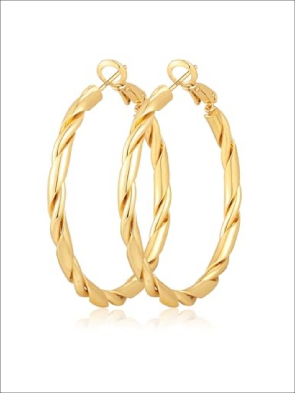 14k Gold Plated Twisted Hoop Earrings Hypoallergenic Sterling Silver Post